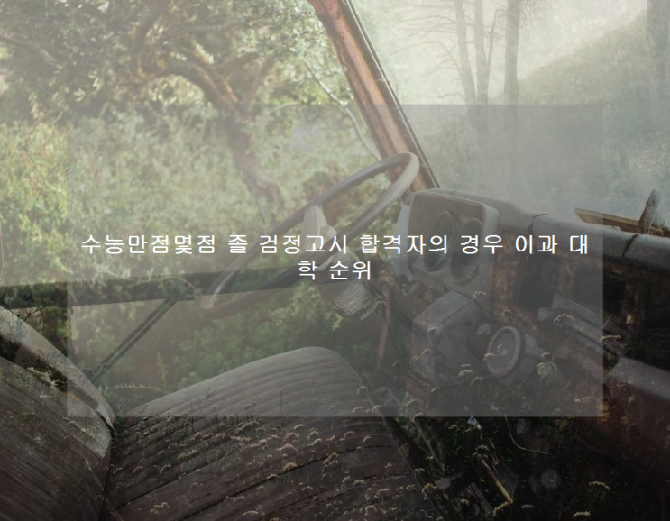 수능만점몇점 졸 <b>검정고시 합격자</b>의 경우 이과 대학 순위