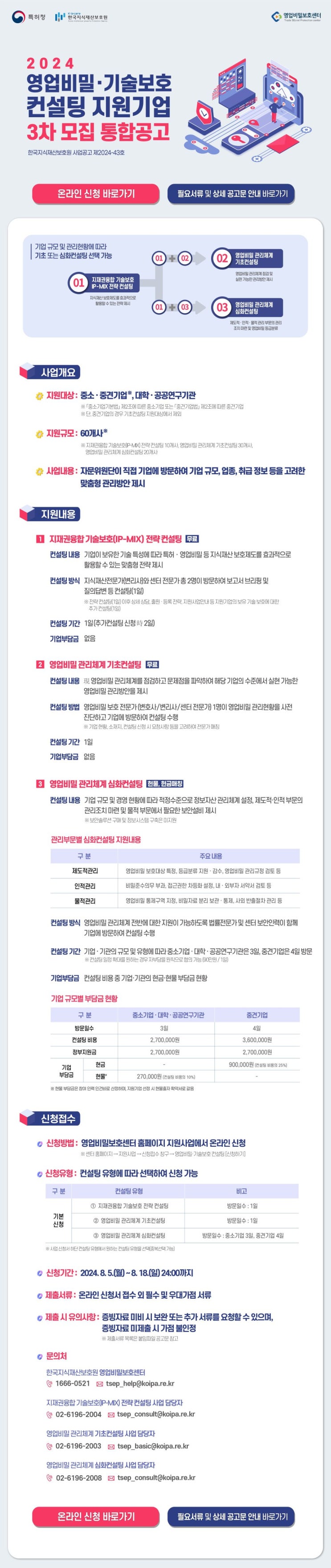 2024년 영업비밀·기술보호 컨설팅 지원기업 3차 모집 통합공고 2024년 영업비밀·기술보호 컨설팅 지원기업 3차 모집 통합공고