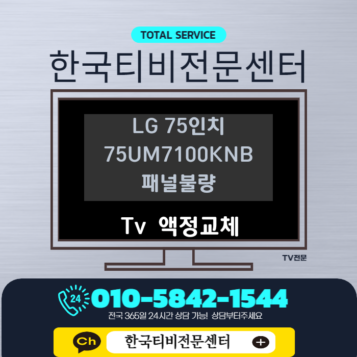  TV화면이 안나와요 패널불량 교체 용인출장 LG 75인치