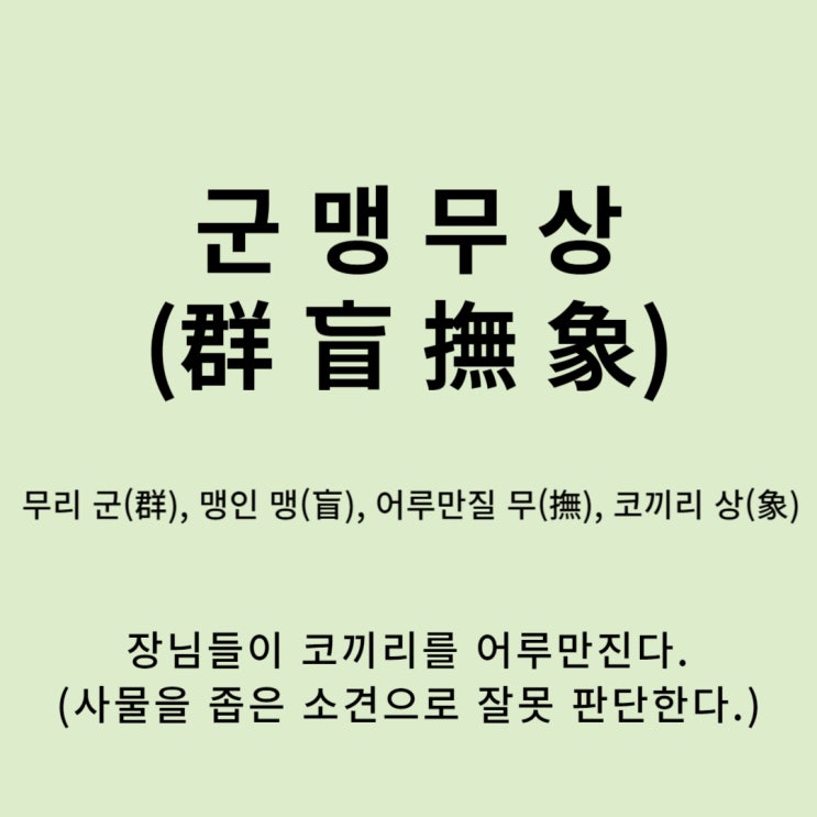  고사성어 뒤집어 보기 (38. 군맹무상)