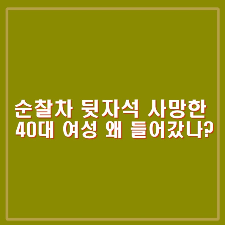40대 <b>여성</b> <b>순찰차</b> 뒷자석 숨진 채 발견. 지적장애 가출 신고된... 