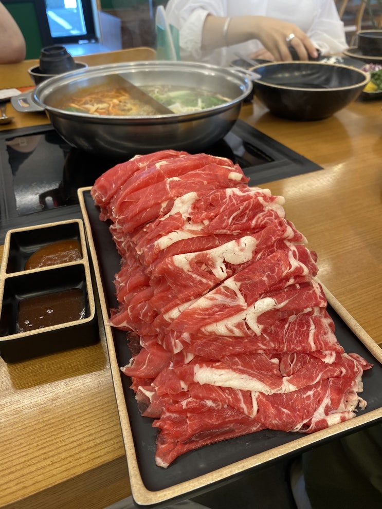  군산 샤브마니아 단체모임식당 미장동맛집 소고기샤브5인 소고기한근
