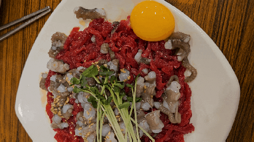  또왔다! 광장시장, 통큰누이네육회빈대떡 이번엔 종로육회탕탕이, 빈대떡 닭발조합