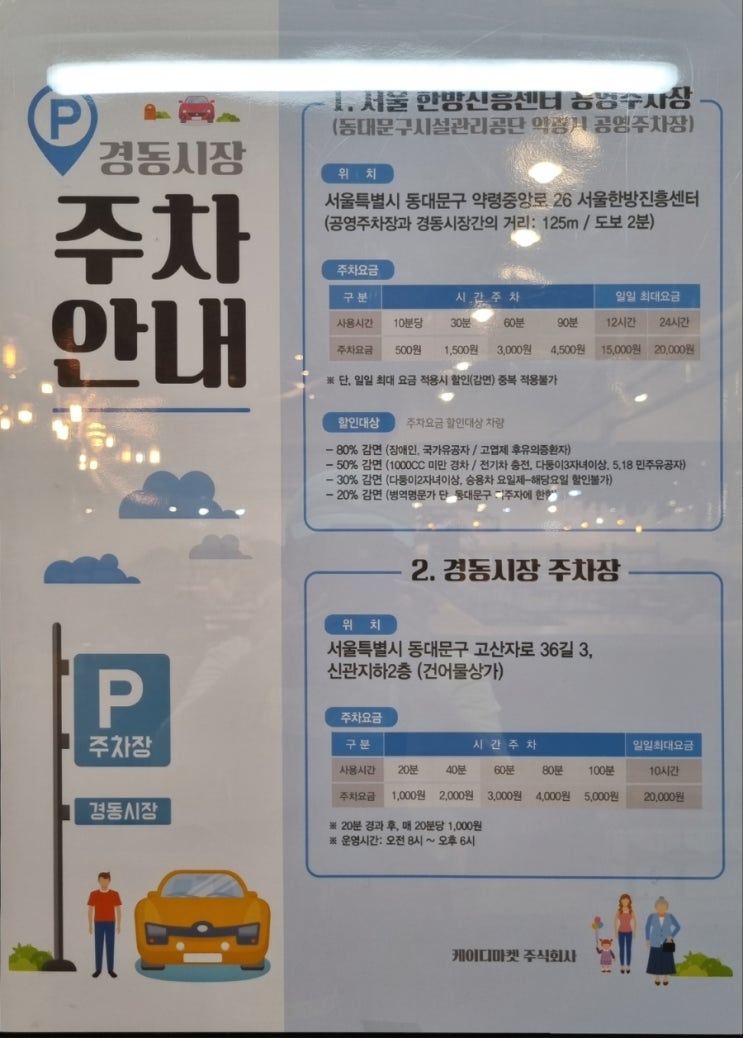  경동시장 주차 공영주차장 과일 야채가격