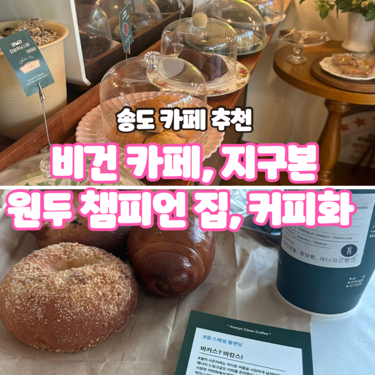  인천 송도 카페 추천 - 비건 카페 지구본, 최고의 원두 커피화로스터스