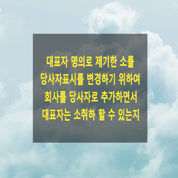  대표자 명의로 제기한 소를 당사자표시를 변경하기 위하여 회사를 당사자로 추가하면서 대표자는 소취하 할 수 있는지
