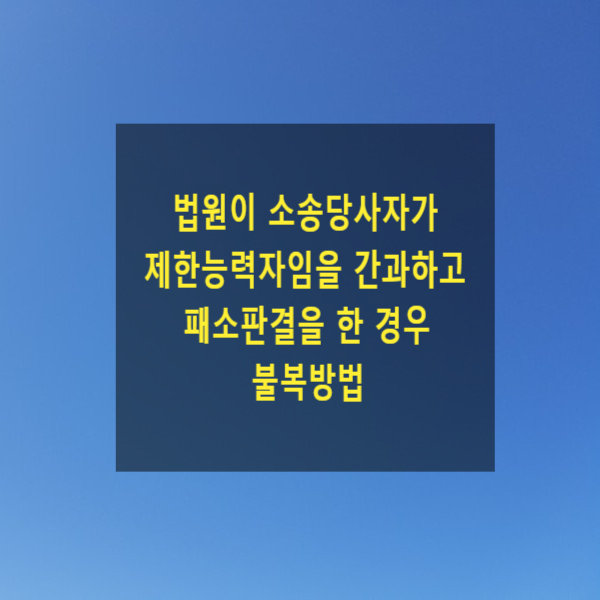  법원이 소송당사자가 제한능력자(미성년자, 피성년후견인, 피한정후견인)임을 간과하고 패소판결을 한 경우 불복방법