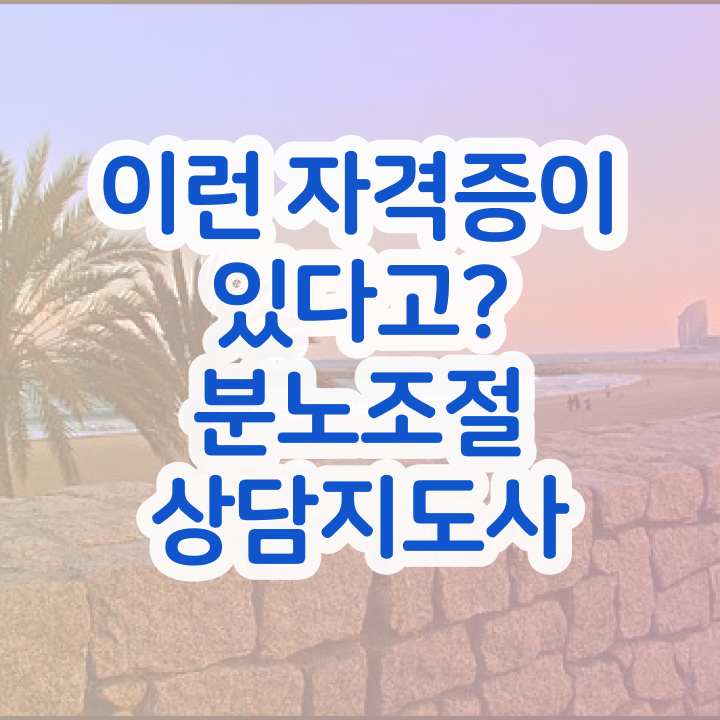  주부 자격증 추천 , 중년 직장인도 분노조절상담지도사 취득할 수 있어요