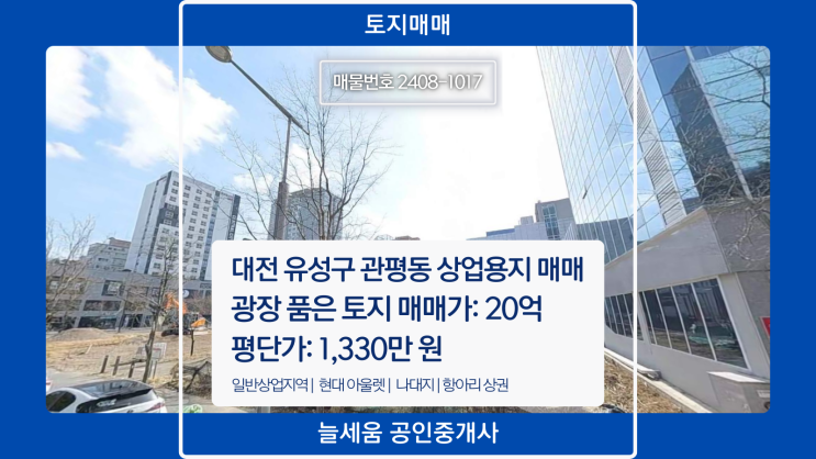  대전 유성구 관평동 상업용지 토지 매매