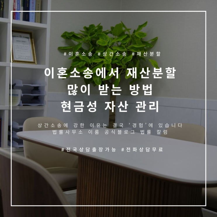 이혼소송에서 재산분할 많이 받는 방법 현금성 자산 관리