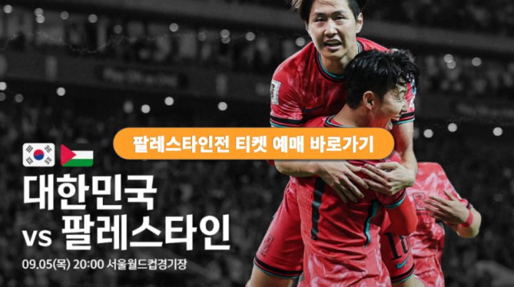  대한민국 팔레스타인 축구 티켓 예매 한국 9월 A매치 월드컵 3차 예선 일정