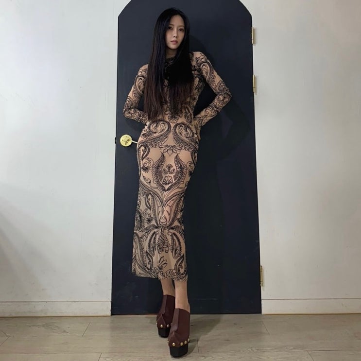  콜라병 몸매 인증! 효민 에트로 긴팔 수입 원피스 코디 가격은?