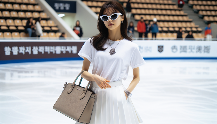  김연아 화이트 스커트 치마, 디올 선글라스 & 가방, 티셔츠 패션