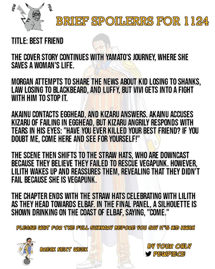 원피스 1124화: 베스트 프렌드 스포일러 원피스 1124화: 베스트 프렌드 스포일러