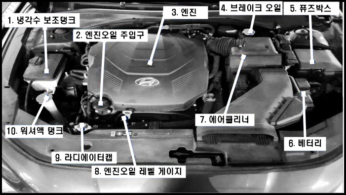  자동차엔진룸 차량 엔진룸 구조 알아보기