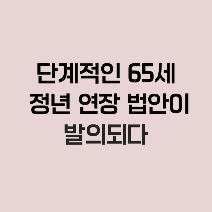  단계적인 65세 정년 연장 법안이 발의되다
