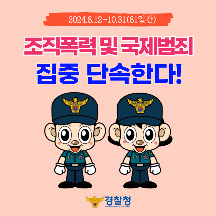 경찰, 하반기 조직폭력 및 국제<b>범죄</b> 집중적으로 <b>단속</b>한다!