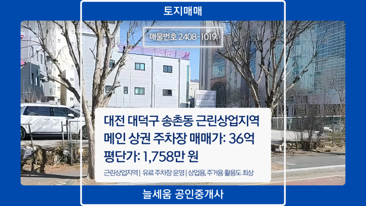  대전 대덕구 송촌동 근린상업지역 메인 상권 토지매매