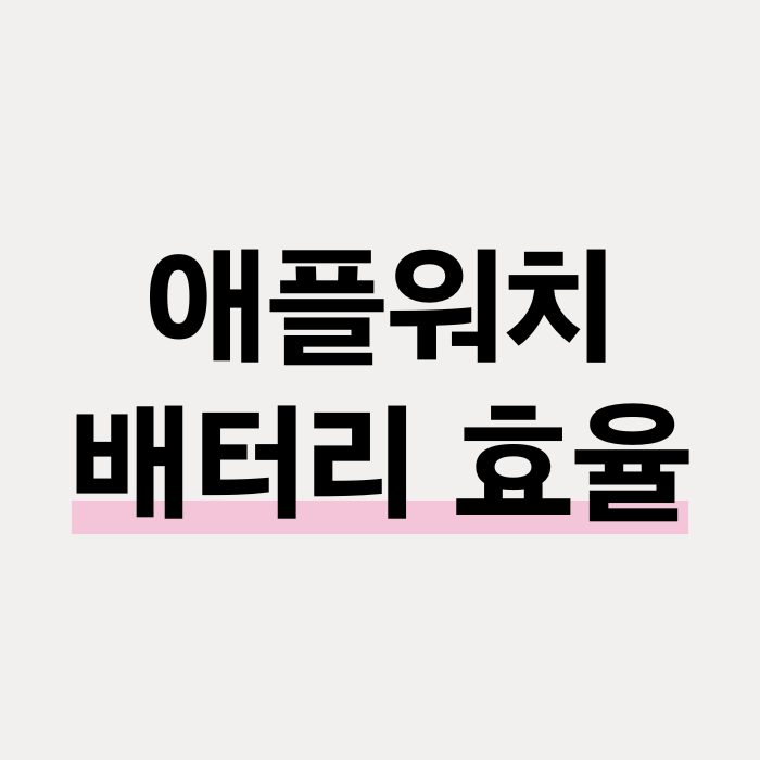  애플워치 배터리 효율 확인 간단한 방법