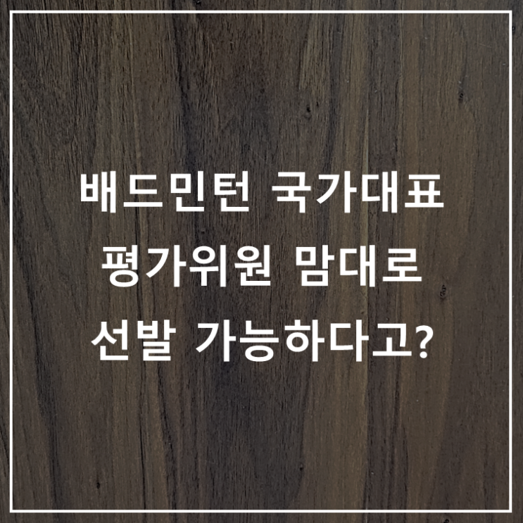 [기타] <b>배드민턴 국가대표</b>는 평가위원이 맘대로 선발할 수... 