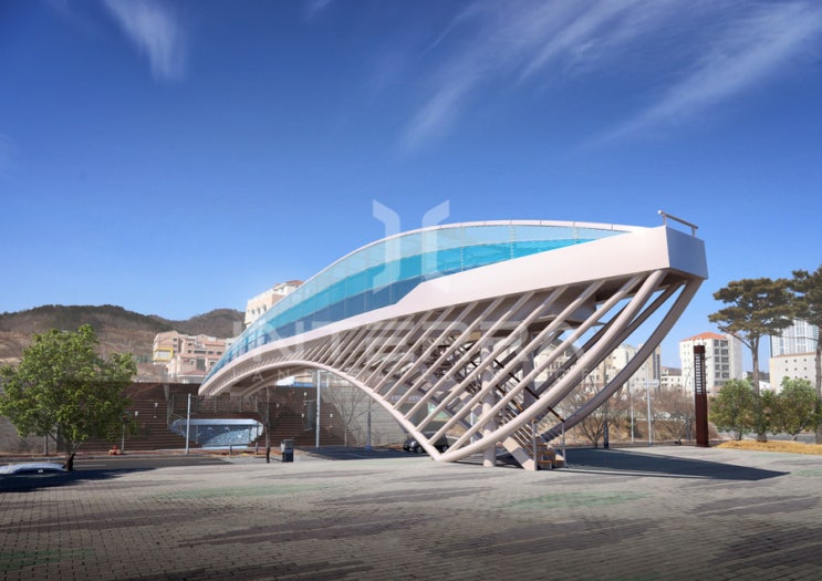  강동중앙공원 울산고래 경관보도육교 교량교량 경관보행육교 경관보도교 경관조형물 갤러리난간 경관설계 경관디자인 교량난간 육교디자인