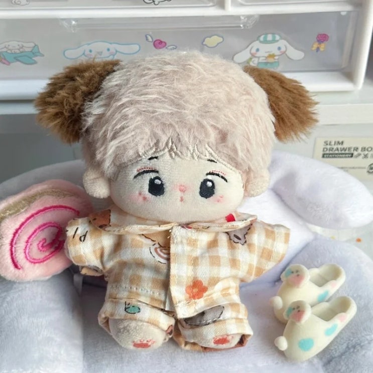  10cm 체크 잠옷 세트 인형옷 아이돌인형옷