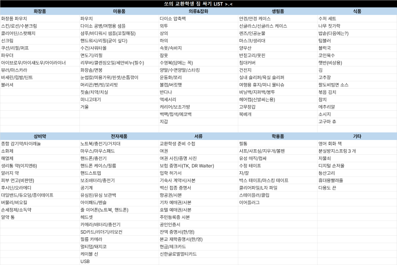 [독일 교환학생 준비] 11. 독일 교환학생 준비물 (교환학생 짐싸기, 체크리스트, 짐싸기 꿀팁, ....
