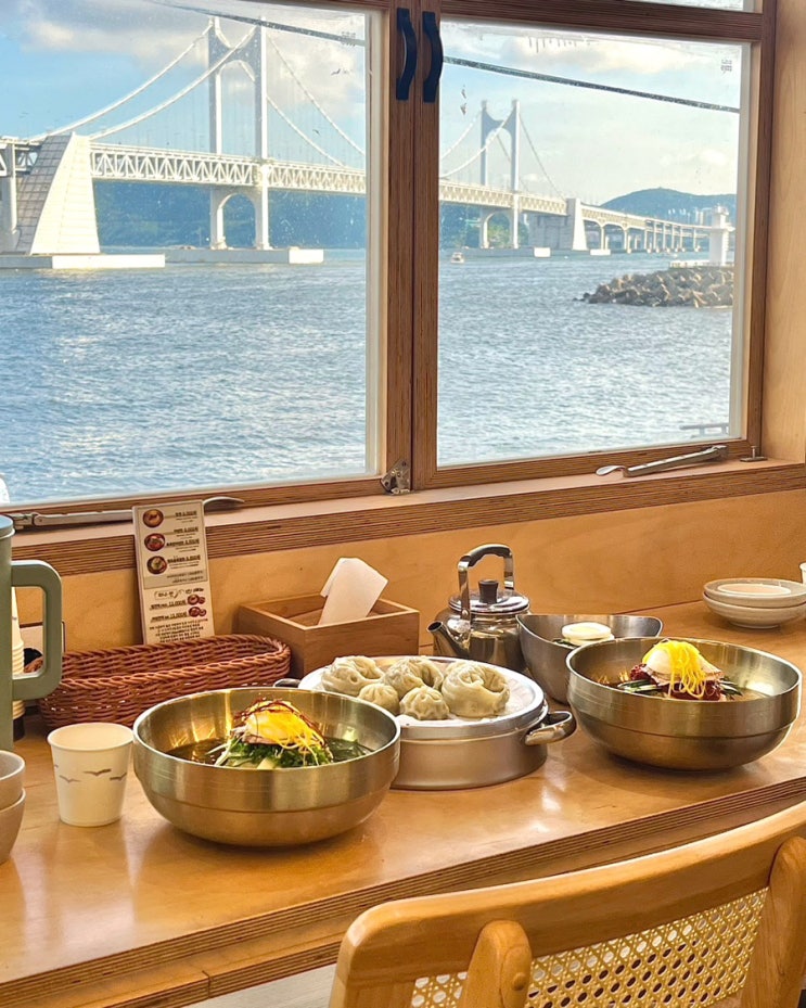  부산 광안리밀면 가온밀면 광안리직영점 전좌석 오션뷰 수변공원맛집
