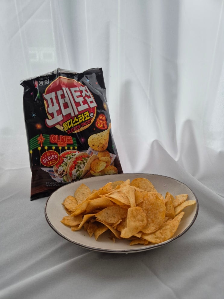 편의점 신상과자 농심 포테토칩 올디스타코맛 칼로리, 용량 편의점 신상과자 농심 포테토칩 올디스타코맛 칼로리, 용량