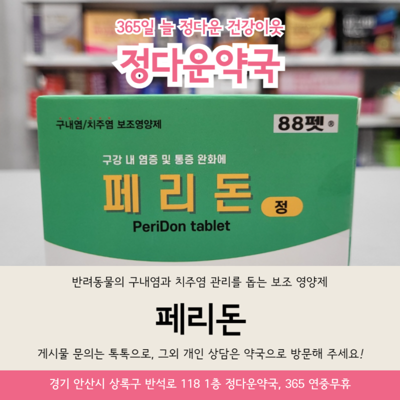 페리돈정의 구강 염증 완화 효과 안산 본오동 정다운약국에서 만나요