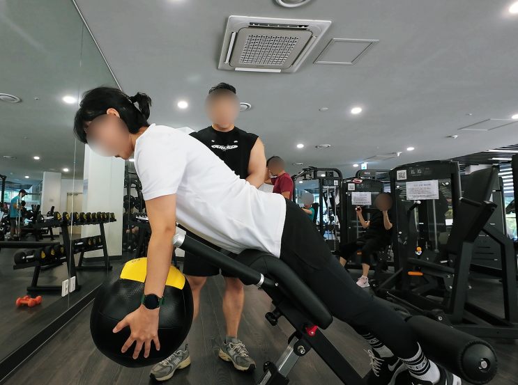  로만 체어 백 익스텐션 효과 척추 기립근 복근 엉덩이 운동