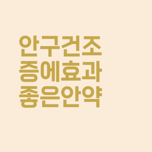  안구건조증 증상과 치료에 잘 듣는 안약과 점안액