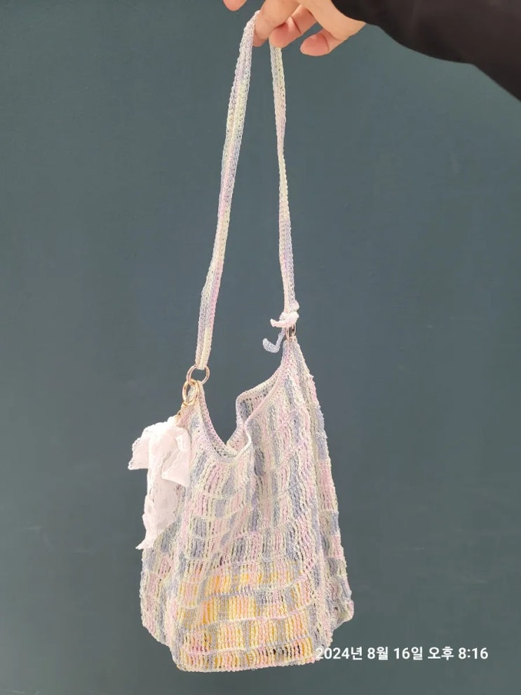  멀티 메탈릭얀 코바늘 가방//세 번째 여름 가방 뜨기 [앵콜스  갤럭시 메탈릭 코드 :핑크 라일락]