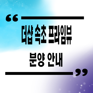  더샵 속초 프라임뷰 신축아파트 금호동 포스코 미분양 오션뷰 줍줍 잔여세대 문의