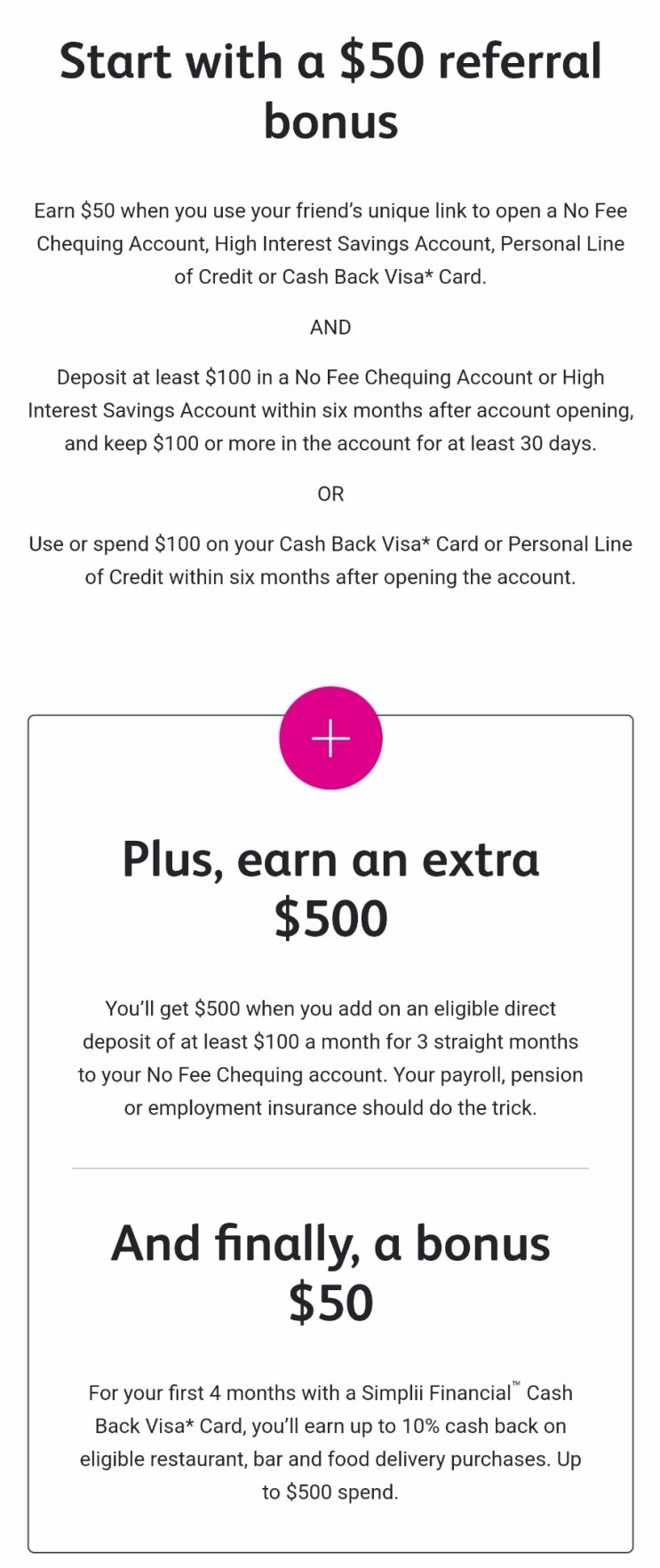  심플리 (Simplii) 은행계좌 오픈 550불 프로모션 - 캐나다 온라인 은행 유지비 무료 (리퍼럴 referral 코드 포함)