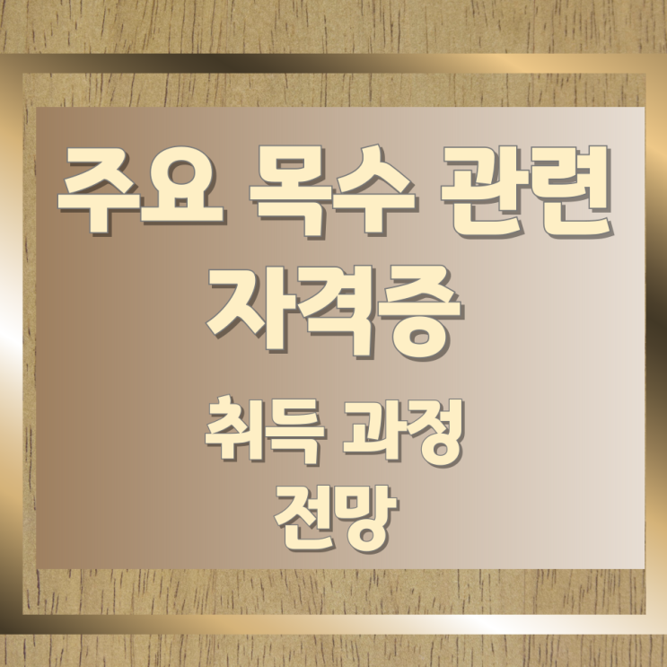 주요 목수 관련 자격증 취득 과정과 전망 주요 목수 관련 자격증 취득 과정과 전망