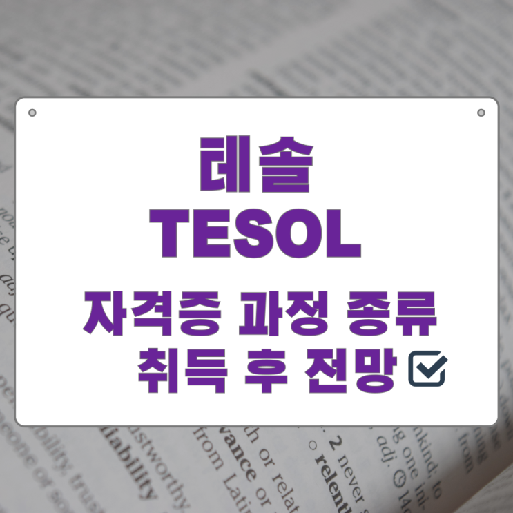 테솔(TESOL) 자격증 과정 종류와 취득 후 전망 테솔(TESOL) 자격증 과정 종류와 취득 후 전망
