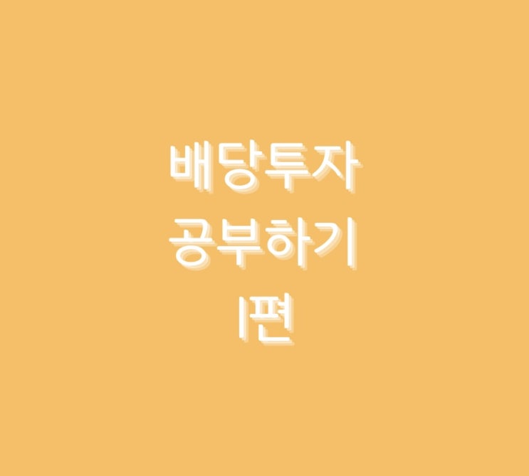  < 배당투자 > 공부하기 1편