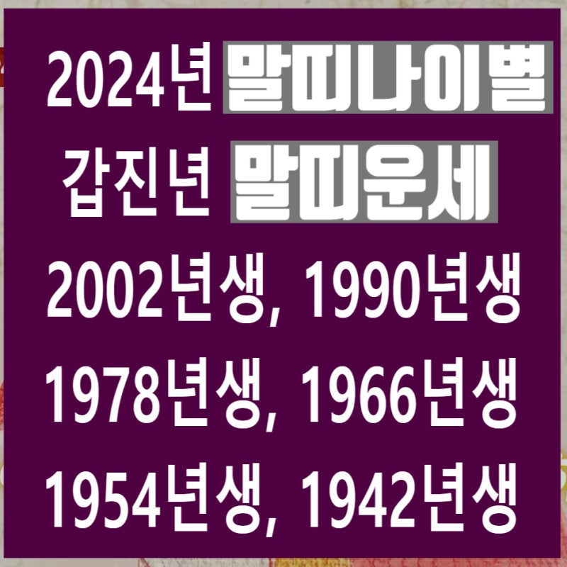 2024년 갑진년 말띠운세 2002년생 1990년생 1978년생 1966년생 1954년생 1942년생 갑진년 나이별 말띠....