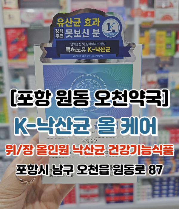  [포항 원동 오천약국] K-낙산균 올 케어 사과초모식초/양배추 분말 UP! 위/장 유산균 성분 효능 섭취방법