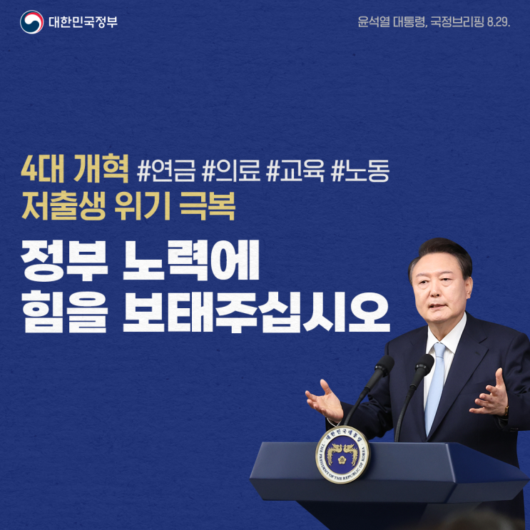 위기 극복, 정부 노력에 힘을 보태주십시오(<b>국정브리핑</b> 8.29.)