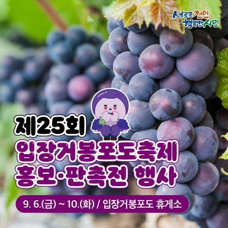 천안 가볼만한곳 입장거봉포도 휴게소 제25회 입장거봉포도축제홍보판촉전행사 | 천안시청페이스북