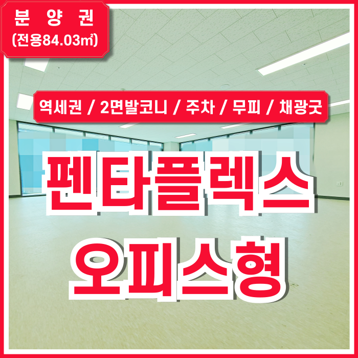  부산 신평 펜타플렉스 오피스형 분양권전매 역세권 도로변 좋은 위치에 2면 발코니와 풍부한 채광의 지식산업센터분양권 주차 무피