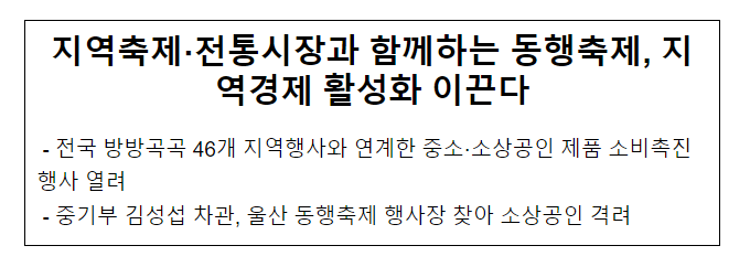 지역축제·전통시장과 함께하는 동행축제, 지역경제 활성화 이끈다 지역축제·전통시장과 함께하는 동행축제, 지역경제 활성화 이끈다