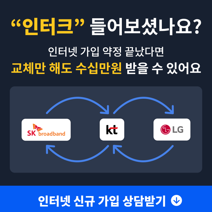  인터넷 요금 비교 설치 당일 현금지원금