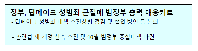 국무1차장 주재 딥페이크 대응 TF 회의 보도자료 국무1차장 주재 딥페이크 대응 TF 회의 보도자료