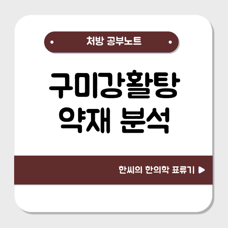  구미강활탕(九味羌活湯)에 들어간 약재를 분석해 보자