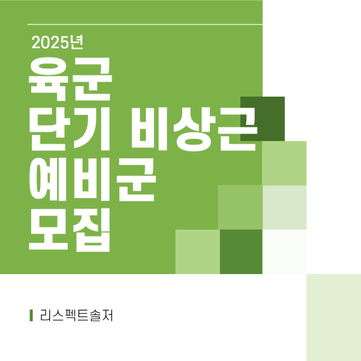  25년 육군 단기 비상근예비군 정시모집 시작!