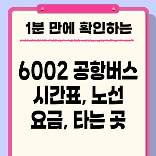  6002번 공항버스 시간표, 노선, 요금, 예매, 타는 곳