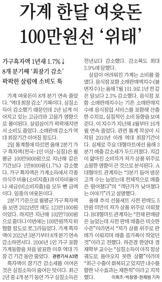  늦지만 여유있게 보는 경제 뉴스(9월 3일)
